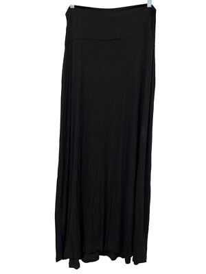 Jody California Pull On Maxi Skirt XL Black Rayon Blend Elegant