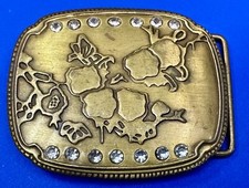 ABSTRACT Art - Butterfly tree   Vintage Rhinestone accented Belt Buckle