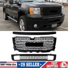 Fit Gmc Sierra 2500hd Denali 2011-14 Front Grille Hood Molding Trim Gloss Black