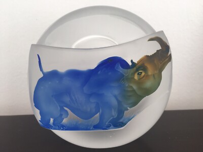 Unique Borowsky Germany Rhino Art Glass Paperweight Number 1/1