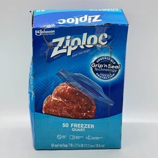 (46-Pk) Ziploc Brand Freezer Quart Reusable Food Bags Grip'n Seal Double Zipper