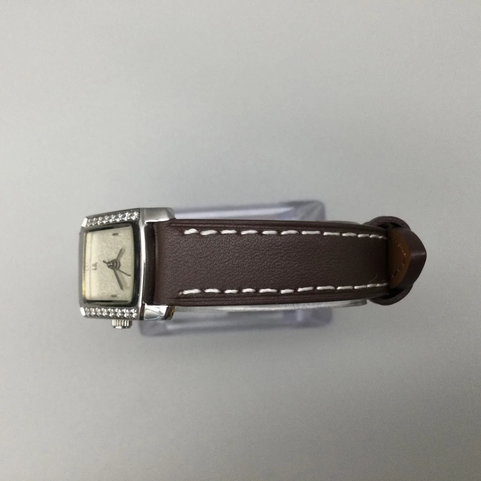 Kenneth Cole Tank Watch Women 19mm Crystal Silver Tone Leather Band New Battery - Image 4 of 4