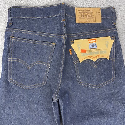 VTG Deadstock Levis Saddleman Jeans Mens 28x34 Raw Denim Orange