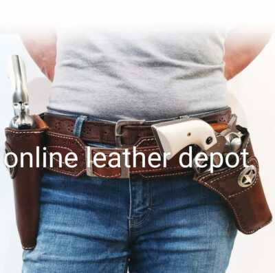Cowboy Cartridge Belt With Holster Ammo Loops Gun Holder .22 .32 .357 .38 .44 .