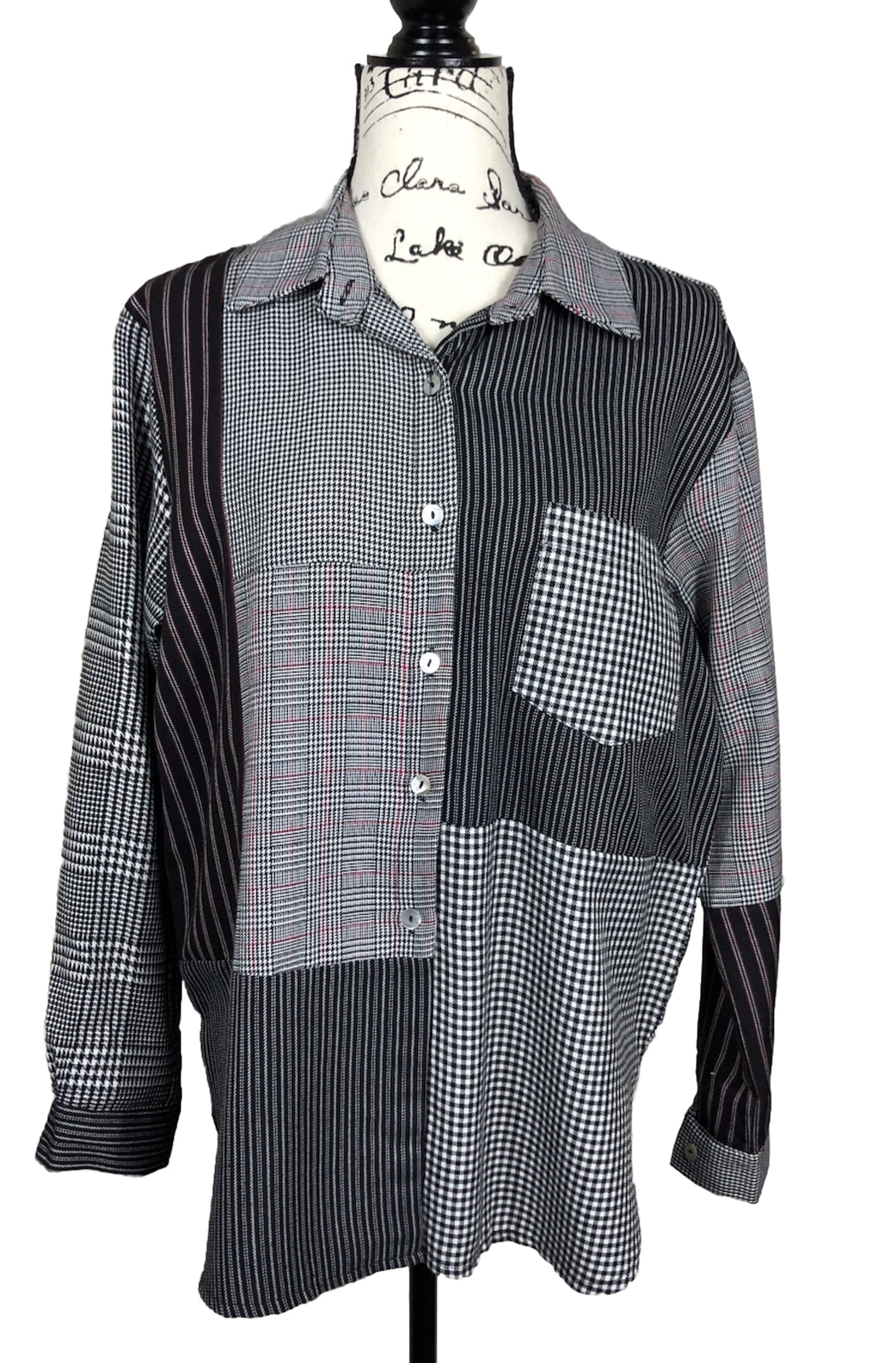 Coldwater Creek Flannel Patchwork Houndstooth Rel… - image 1