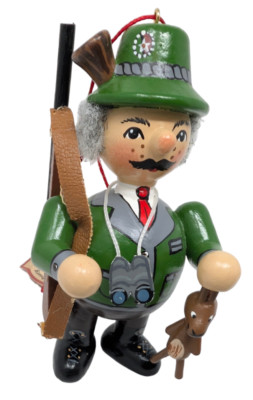 Kathes WOHLFAHRT 3'' Wooden Hunter Buddy Ornament Figure, Rothenburg GERMANY