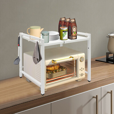2-Tier Storage Shelf Microwave Oven Rack Kitchen Corner Cabinet Organizer Stand