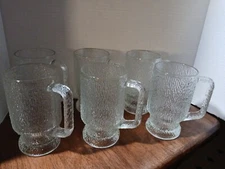 Indiana Glass Crystal Ice Footed Tumblers Vntg 1960 5 3/4" H X 3" W