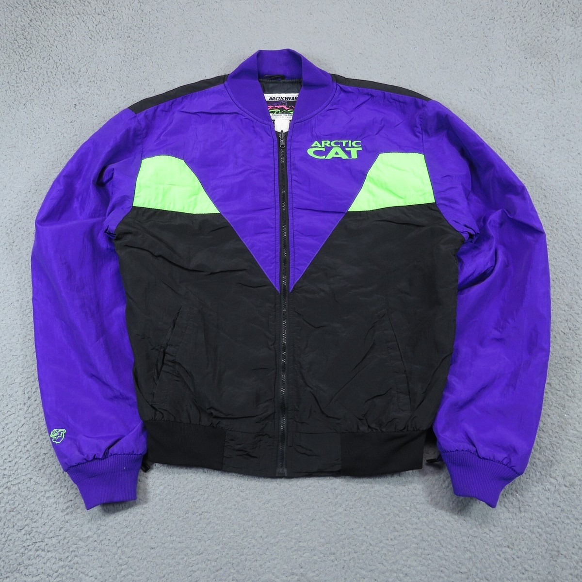 Vintage Arctic Cat Jacket Mens Medium Purple Neon 80s Insulated