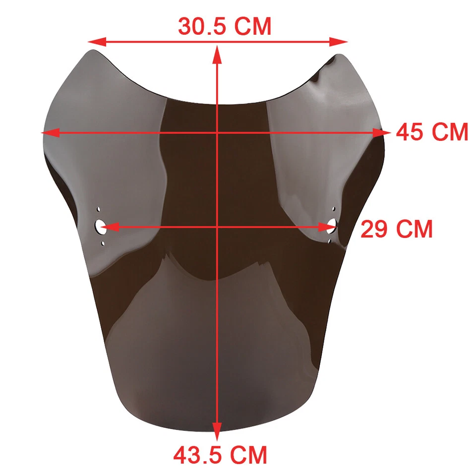 Parabrisas universal grande de 19"x17" para moto manillar de 7/8 y 1" parabrisas humo Foto 2 de 4