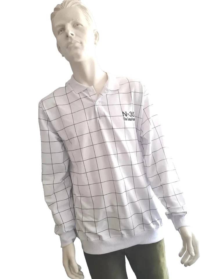 N-35 Poloshirt Polo Golf Style weiß Gr. L Longshirt Herrenhemd Sweatshirt Hemd - Bild 2 von 4