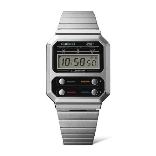 Casio A100WE-1ADF Vintage Silver metal band Digital Classic Watch