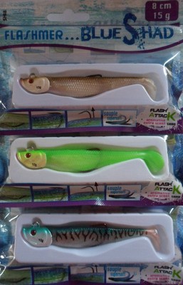 Lot De 3 Leurres Souples Montés Flashmer Blue Shad 8cm 15g – 3 Couleurs