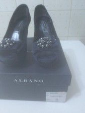 SANDALO DONNA ALBANO NR.38 TACCO 10 CAMOSCIO BLU MADE ITALY APERTE-FIBBIA