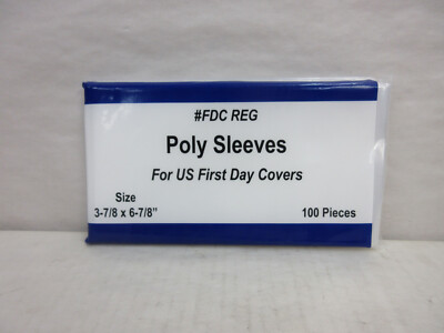 Pack of 100 Poly Sleeves Bags 3 mil for US First Day Covers 3 7/8'' x 6 7/8'' FDC 