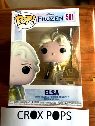 ELSA + Pin Gold FROZEN Disney 581 Funko Shop Pop Vinyl New in Mint Box + P/P