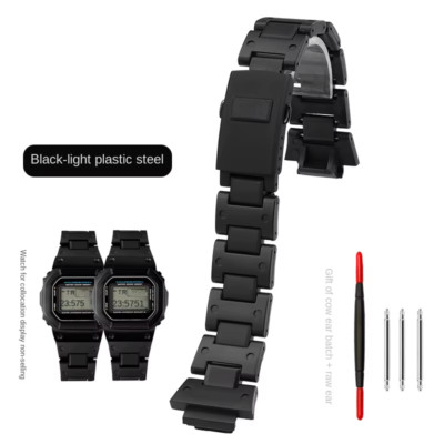 For Casio Strap G-SHOCK GA-2100 DW5600 DW-6900 GW-M5610/B5600 Black Plastic Stee