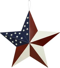 July 4th Patriotic Barn Star Metal Wall Decor Indoor Outdoor Wall Hanging  Decor