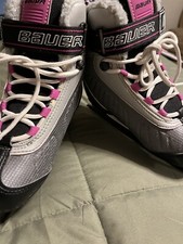 Bauer size 3 pink, grey and black ice hockey skates great condition