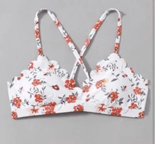 ROMWE SCALLOPS Floral TRIANGE BIKINI TOP SIZE M