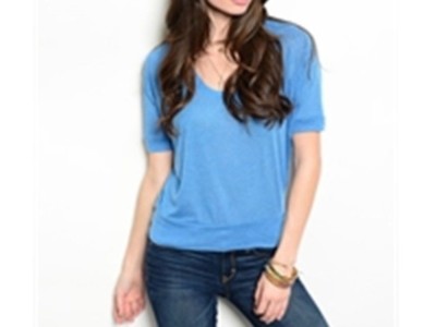 BLUE WOMAN BLOUSE TOP BY BASIC HOUSE SIZE S,M,L