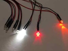 7 LED Lights Set Model Train Layout Buildings 9-12 Volt DC White, Fire Blink Red