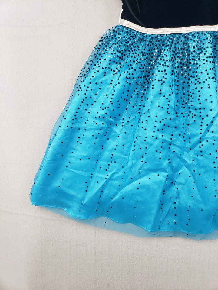 Vestido Jona Michelle Niñas 8 Negro Terciopelo Azul Tul Brillante Fiesta de Vacaciones Informal Foto 4 de 4