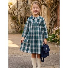 Little English Green Plaid Peter Pan Collar Girls Dress Size 6