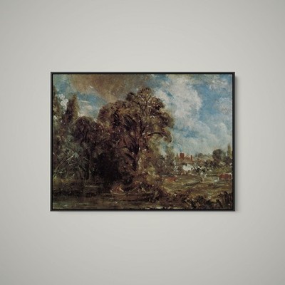 John Constable - River Scene With Farmhouse - Art Print on Paper or Canvas