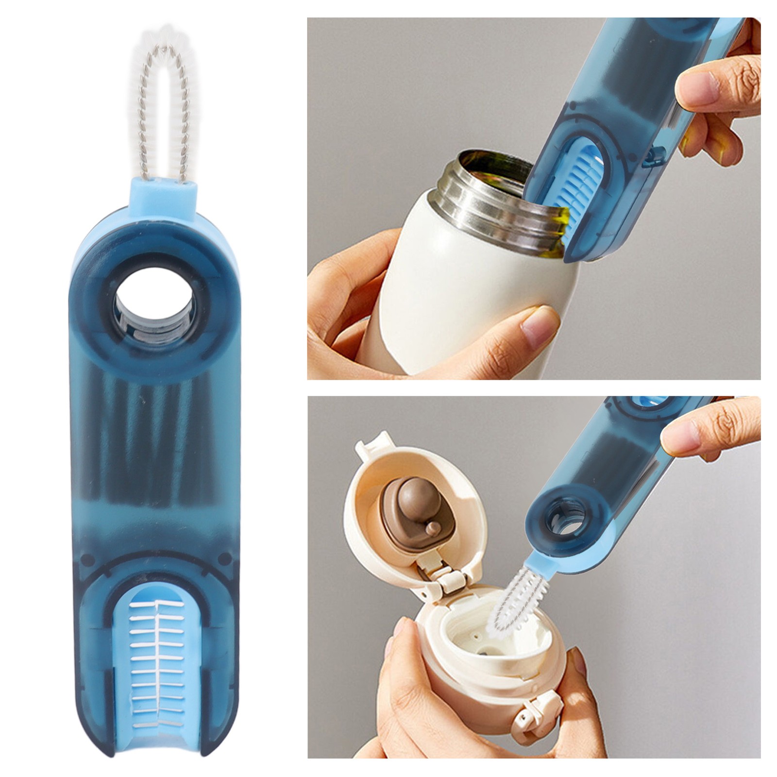 3 In 1 Bottle Cup Lid Crevice Cleaning Brush Multifunctional Crevice Cleaning