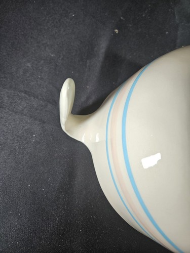Vtg McCoy #129 Mixing Batter Bowl Spout 2 Qt Pink Blue Stripe Country Farmhouse - Picture 8 of 12