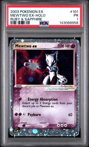 2003 POKEMON EX RUBY & SAPPHIRE #101 MEWTWO EX-HOLO PSA 1