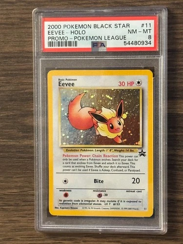 2000 Pokemon Eevee Holo BLACK STAR Promo Pokemon League #11 PSA8   # 54480934
