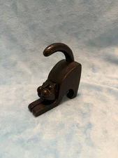 Artisan Carved solid Black Mayan Line Design Folk Art 4" Crouching Cat Figurine