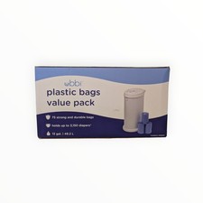 Ubbi Diaper Pail Plastic Baby Waste Bags, 3 Pack, 70 Count 13 Gallon Opened