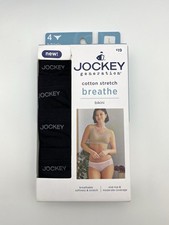 Women  s Jockey Generation Size L Cotton Stretch Breathe Bikini 4 Pack; Black