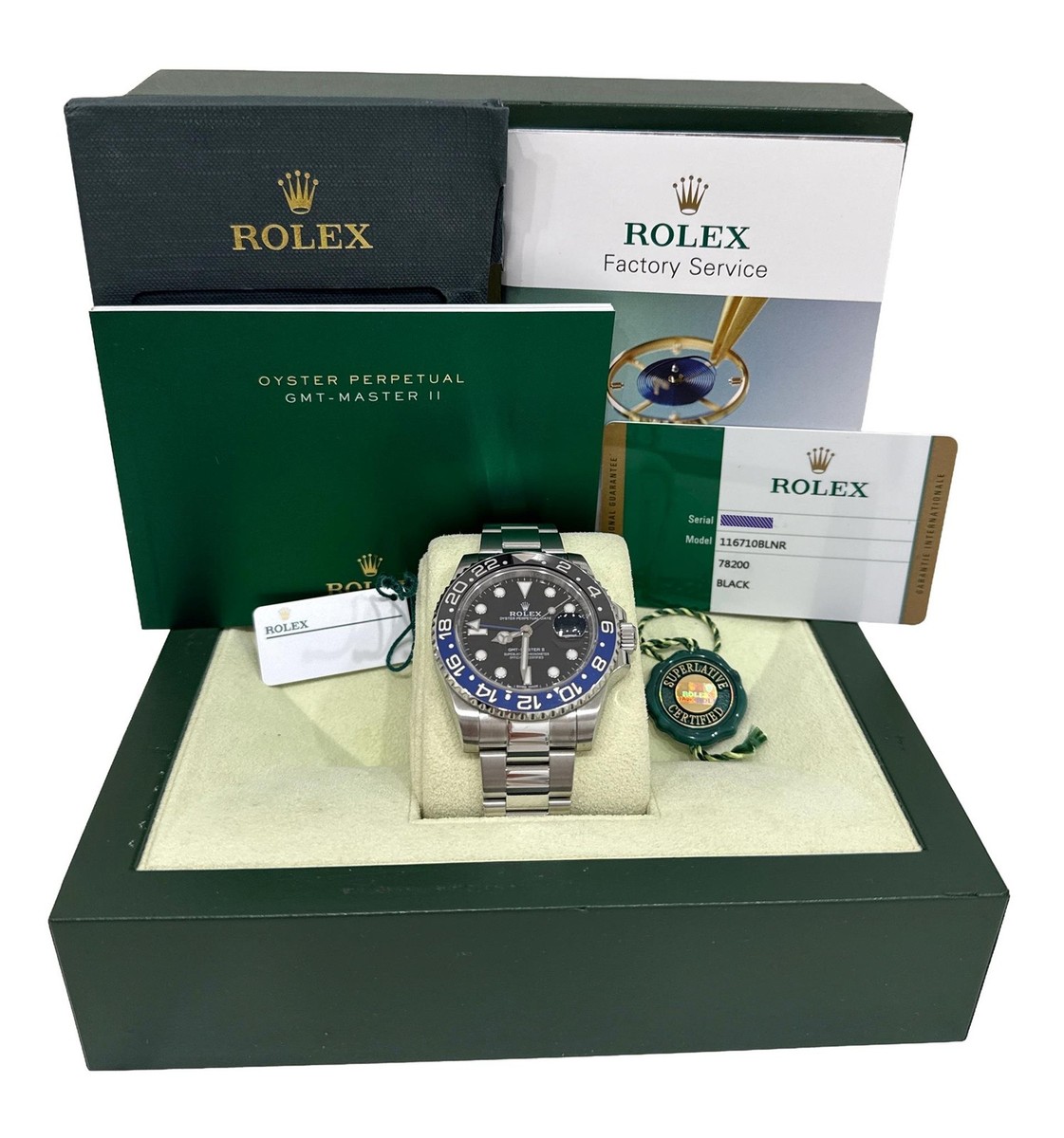 2016 PAPERS Rolex GMT-Master II BATMAN Blue Steel Ceramic 40mm