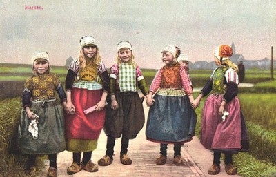 Marken Netherlands Children Girls Dutch Traditional Costume Clogs Photochromie