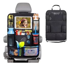 Car Backseat Organizer with tablet holder,1Pcs Kick Mats Back one pack black
