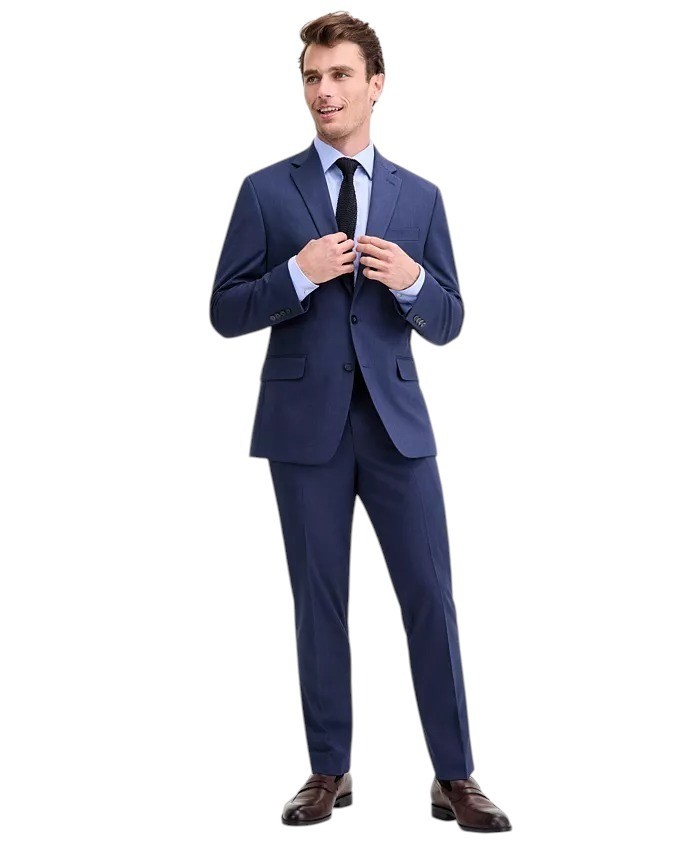 Izod Mens Classic fit 2 Piece Suit 40 R / 34 Waist Blue Solid Stretch