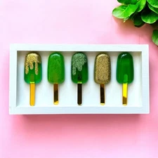Green & gold LIFESIZE Popsicle 3D PoP ART resin wall art melting popsicles /