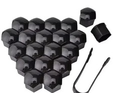 20x COPRIBULLONI 17MM TAPPI PER RUOTE AUTO IN ABS NERO UNIVERSALI COPRI DADI