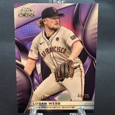 2025 Topps Chrome Black Logan Webb Purple Refractor /75 Giants #145