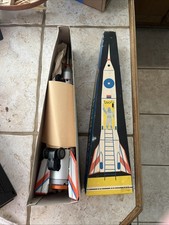 Vtg Tin Friction Moon Rocket Toy W/Box Holdraketa Hungary 60s Style, Works 15.5"