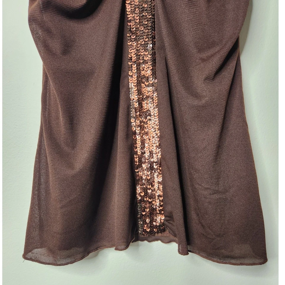 Y2K Babydoll Brown Sequin Cami Tank Top Forest Fairy Size Medium VTG - Image 3 of 4