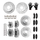 Front Rear Brake Rotors+Calipers w/Pads for GMC Sierra 1500/Chevy Silverado 1500