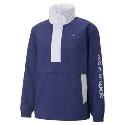 $160 PUMA x MMQ Lightweight Pop Over Half Zip Jacket Blue White Men's 535791-12
