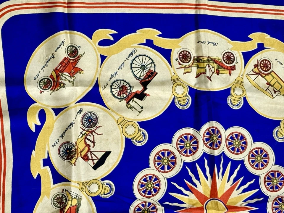 "Bufanda de seda rara Echo años 40 de colección vehículos de colección-caja Saks Fifth Avenue-32x32""" Foto 4 de 4