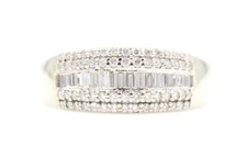 Men's 14KT White Gold 0.67 Ctw Baguette  Round Diamond Cluster Ring Size 10 3/4