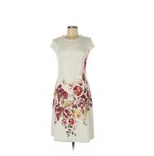 Nine West Cream midi dress featuring a vibrant floral print at the skirt. Size 6